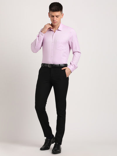 100% Cotton Light Purple Dobby Slim Fit Full Sleeve Formal Shirt