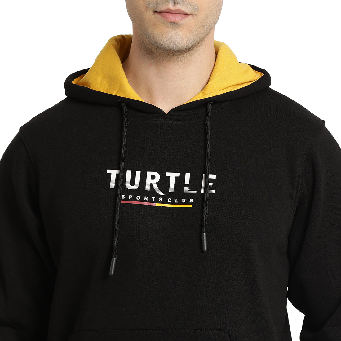 Turtle Men Black Solid Hooded Sweatshirt