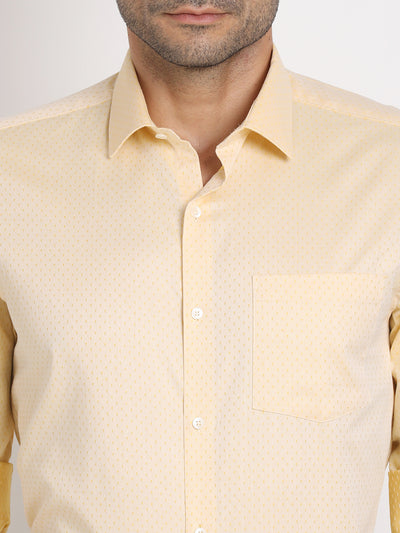 100% Cotton Lemon Yellow Dobby Slim Fit Full Sleeve Formal Shirt