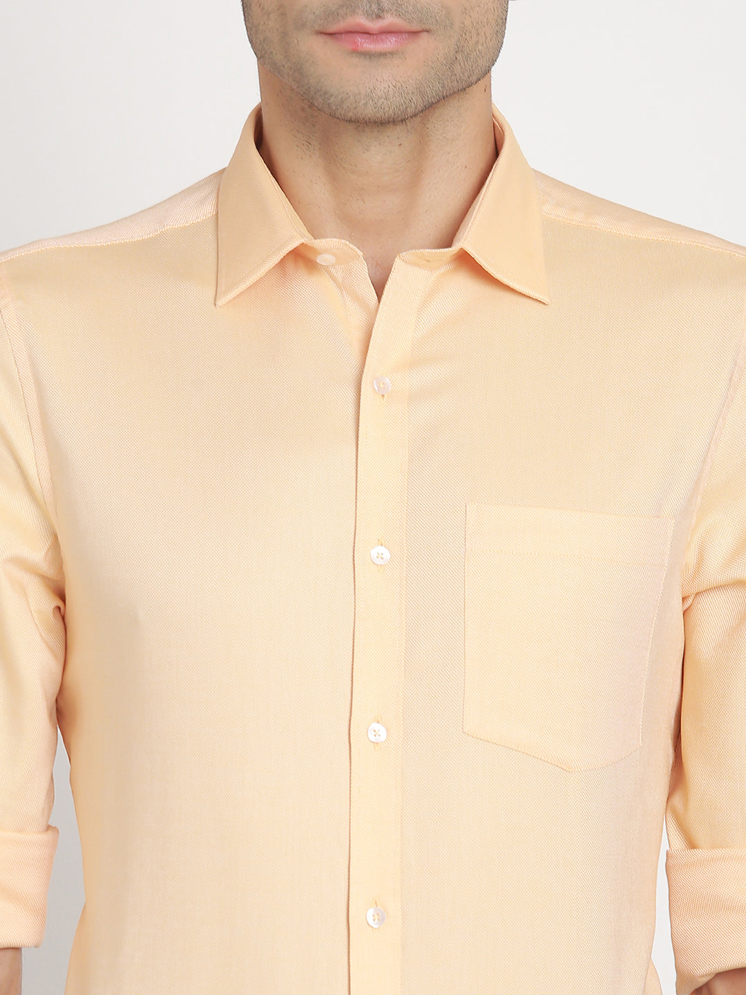 Giza Cotton Yellow Dobby Slim Fit Full Sleeve Formal Shirt