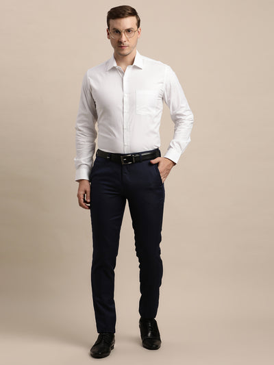 100% Cotton White Dobby Slim Fit Full Sleeve Formal Shirt