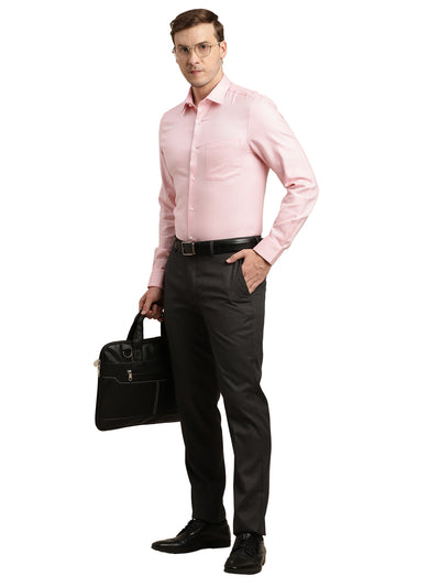 100% Cotton Pink Dobby Slim Fit Full Sleeve Formal Shirt