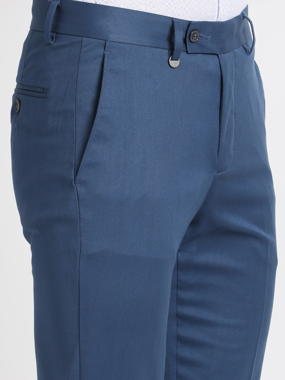 Poly Viscose Blue Dobby Ultra Slim Fit Flat Front Ceremonial Trouser