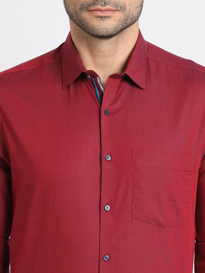 100% Cotton Red Striped Slim Fit Full Sleeve Formal Shirt