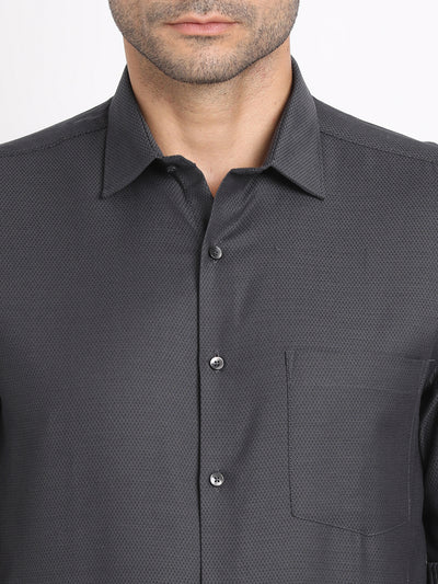 100% Cotton Charcoal Dobby Slim Fit Full Sleeve Formal Shirt