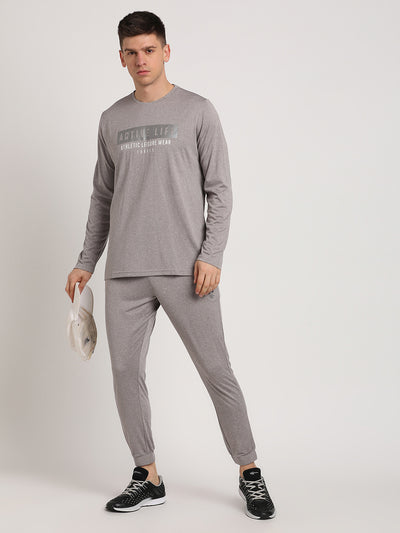 Blended Cotton Grey Plain Full Sleeve Active Track Suit