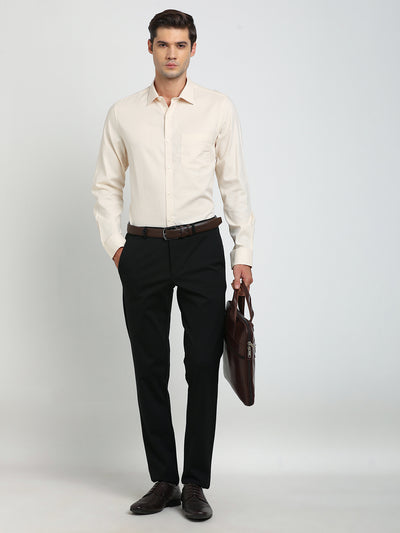 100% Cotton Peach Dobby Slim Fit Full Sleeve Formal Shirt