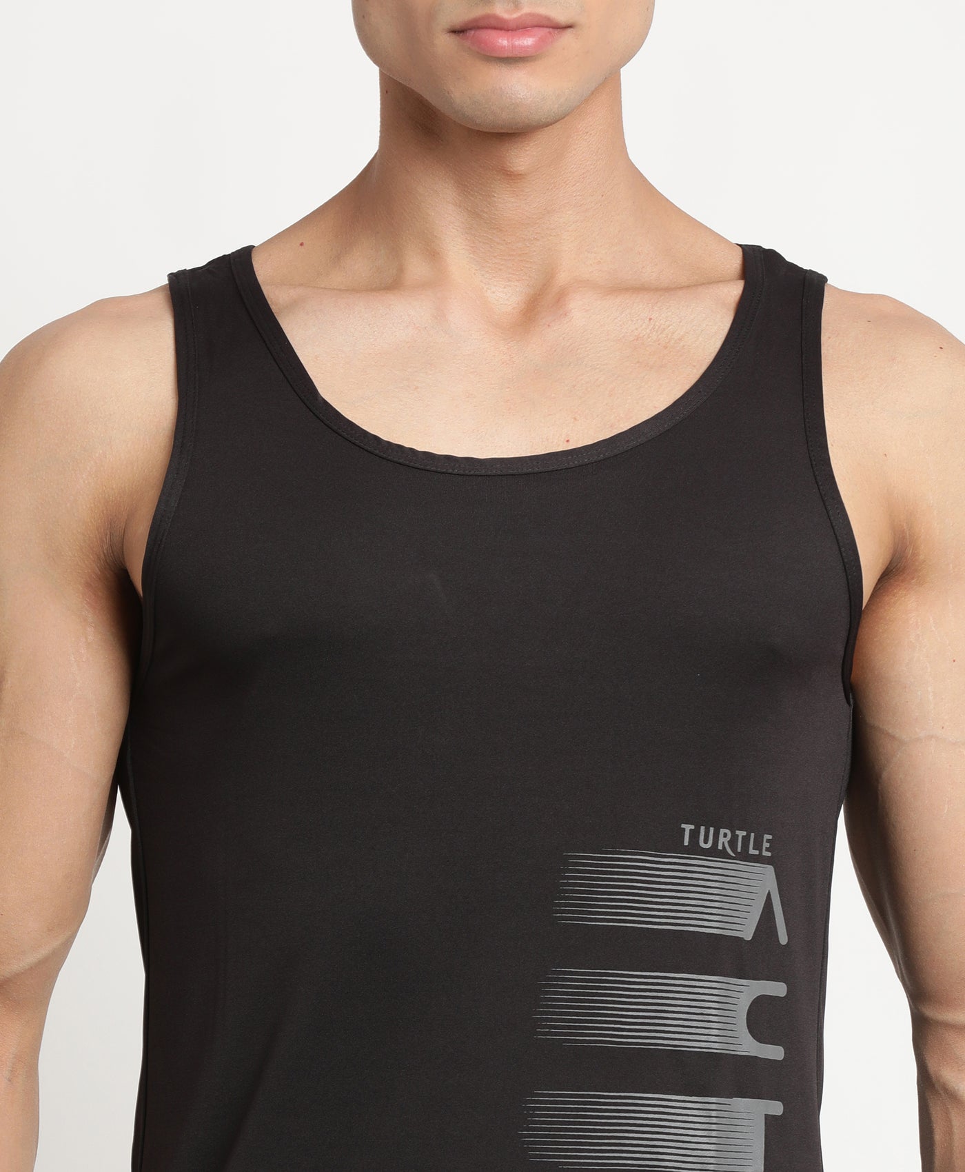 Poly Cotton Black Printed Tank Sleeveless Active Essential Vest