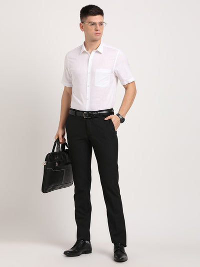 100% Cotton White Plain Slim Fit Half Sleeve Formal Shirt