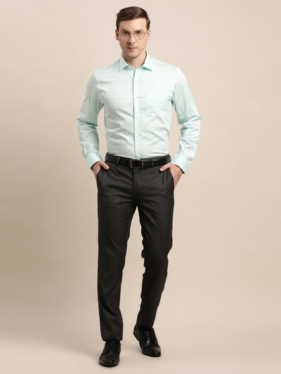 100% Cotton Light Green Plain Slim Fit Full Sleeve Formal Shirt