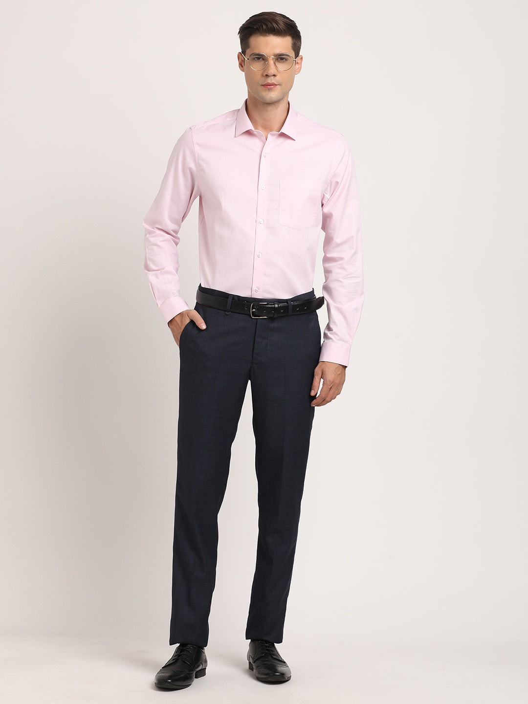 100% Cotton Light Pink Dobby Slim Fit Full Sleeve Formal Shirt