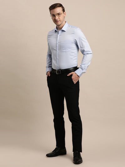 100% Cotton Blue Checkered Slim Fit Full Sleeve Formal Shirt