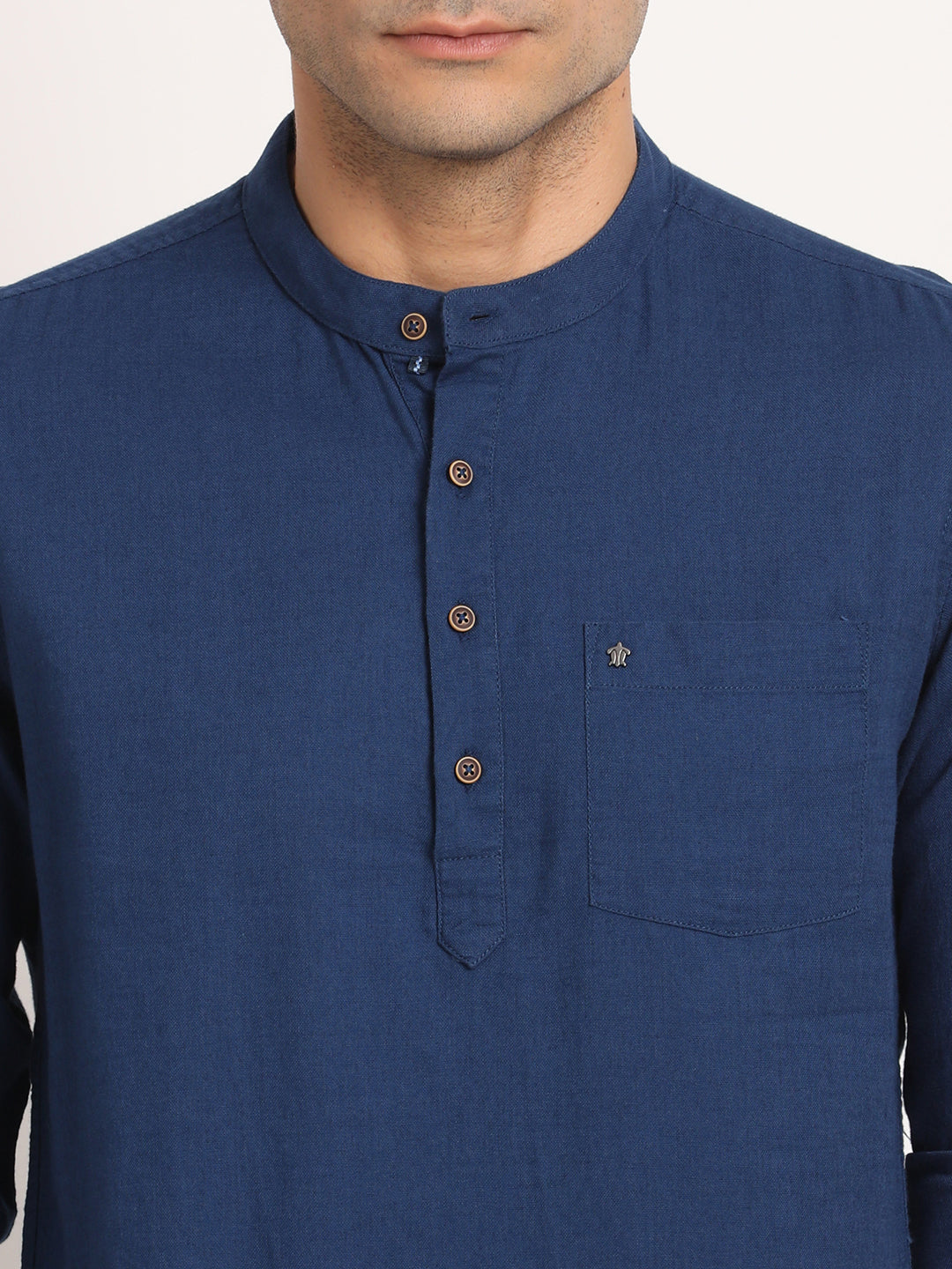 100% Cotton Navy Blue Plain Slim Fit Full Sleeve Casual Shirt