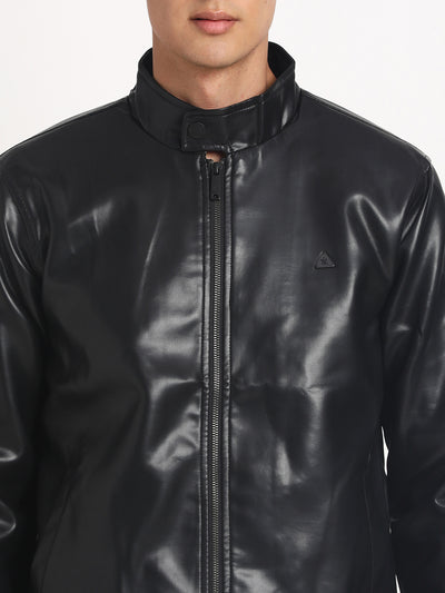 Polyurethane Black Plain Regular Fit Full Sleeve Casual Windcheater