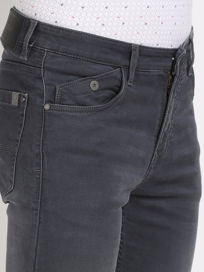Cotton Stretch Navy Blue Plain Narrow Fit Flat Front Casual Jeans
