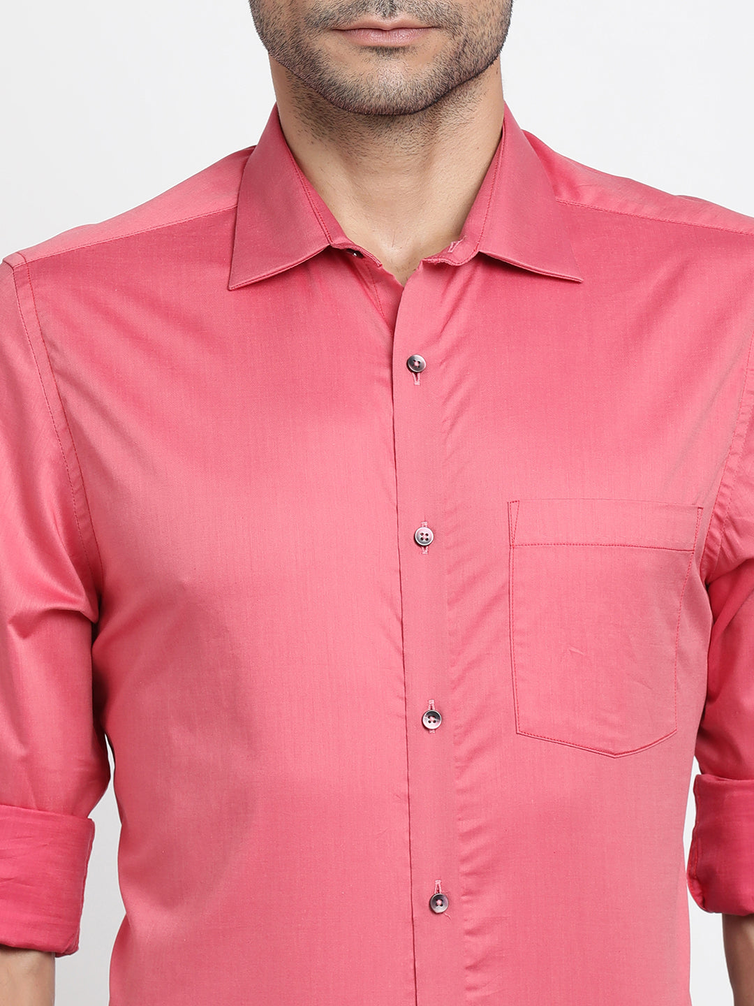 100% Cotton Red Plain Slim Fit Full Sleeve Ceremonial Shirt