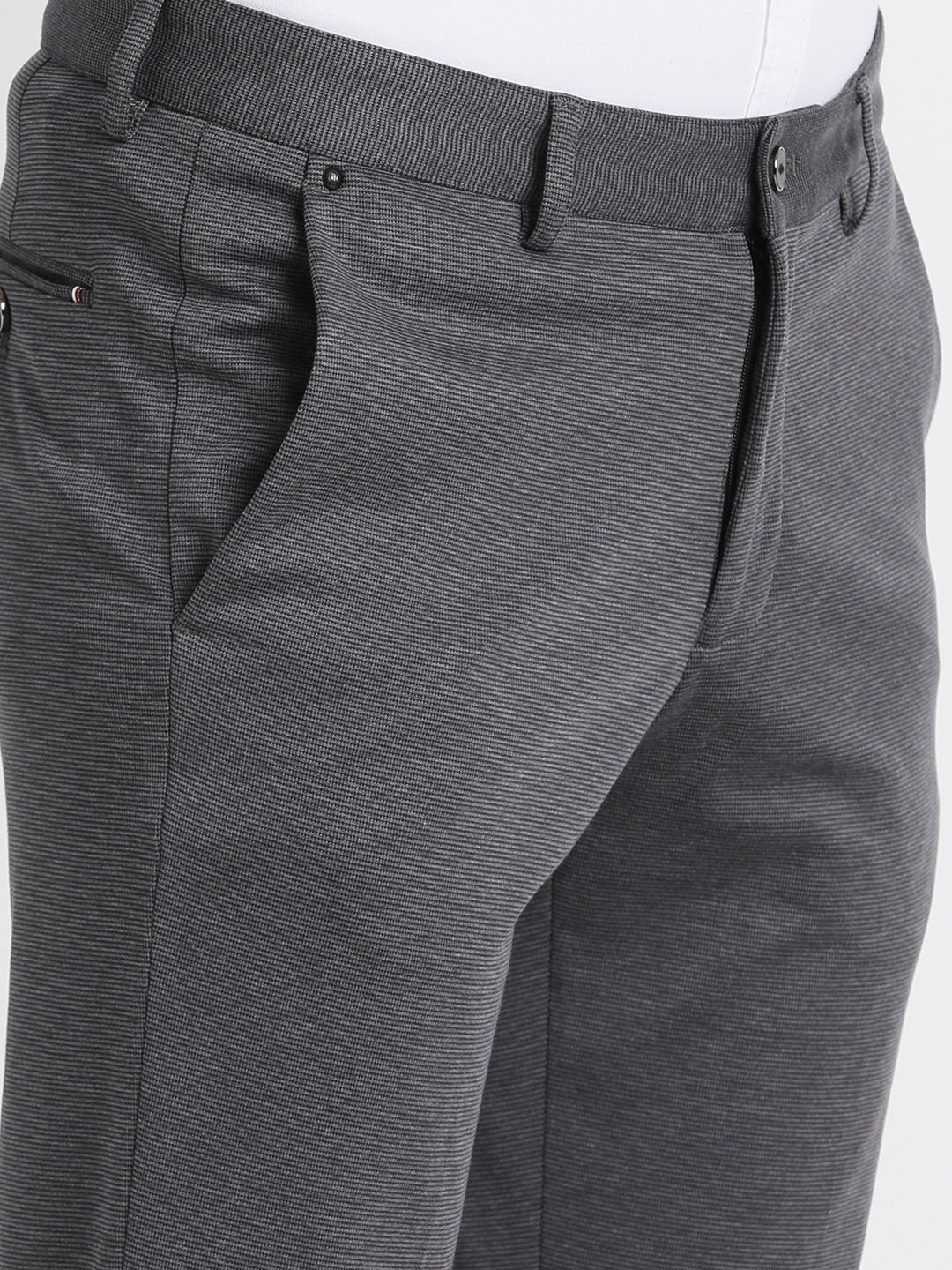 Cotton Grey Dobby Ultra Slim Fit Flat Front Ceremonial Trouser