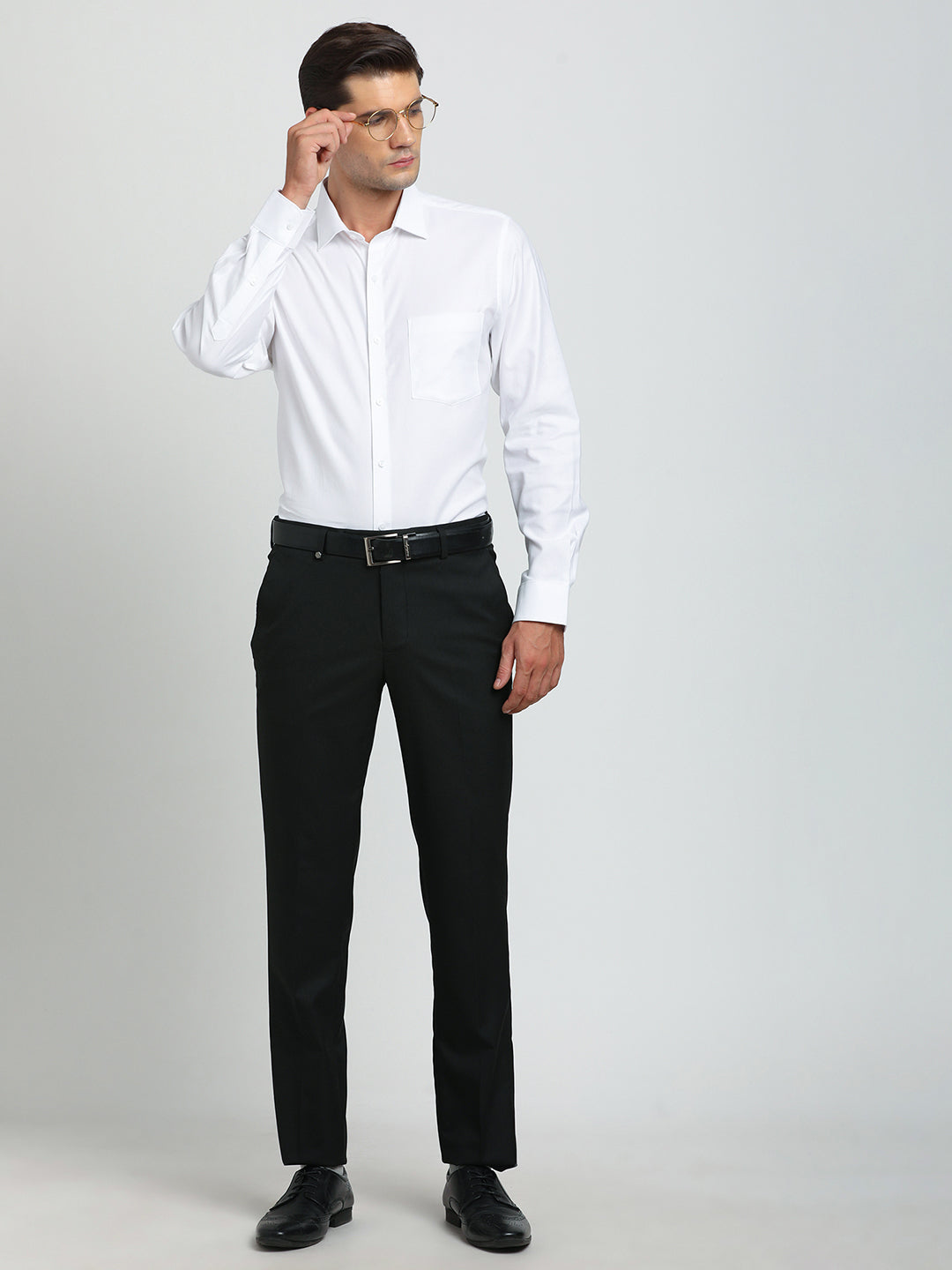 100% Cotton White Dobby Slim Fit Full Sleeve Formal Shirt