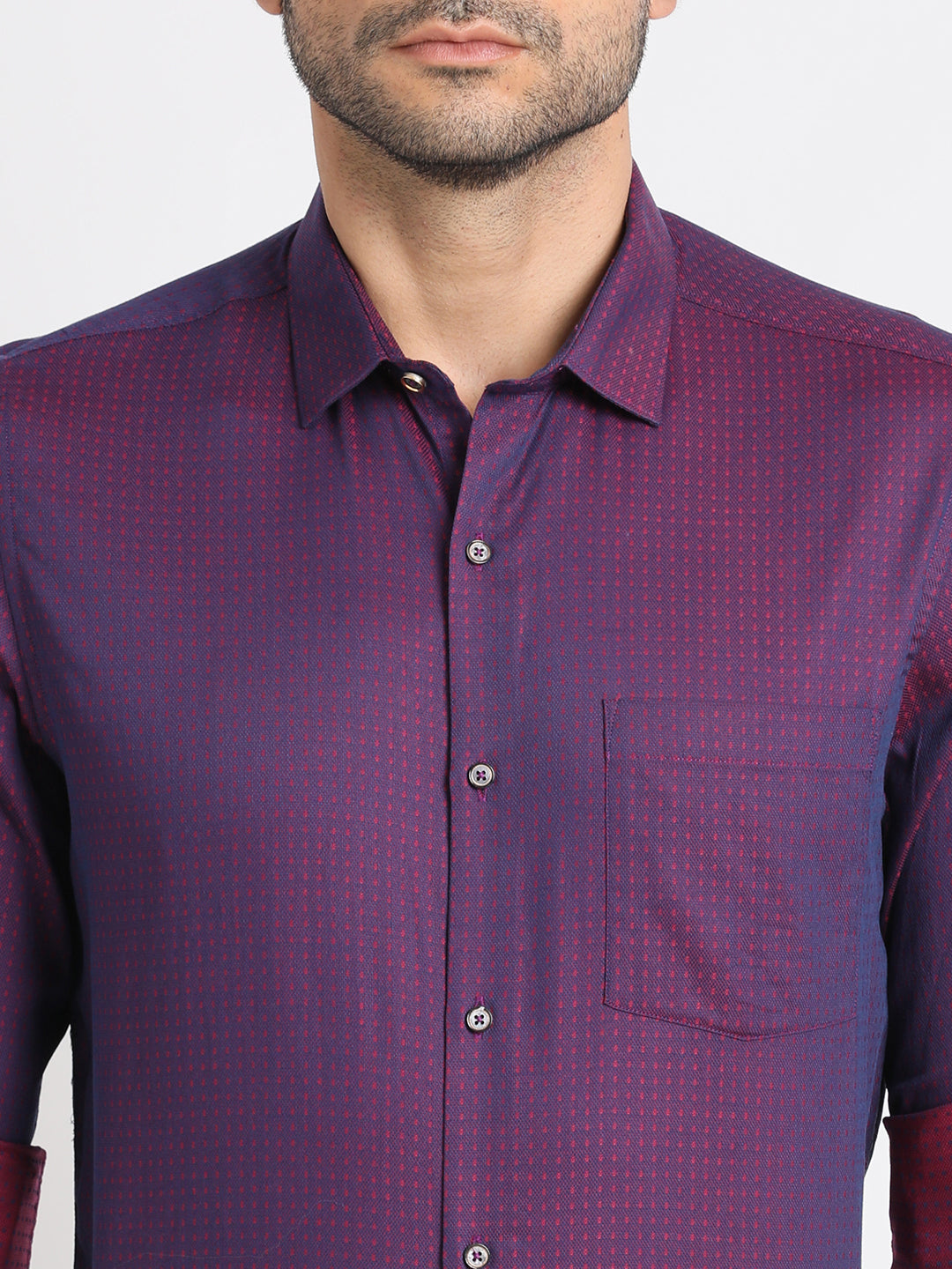 100% Cotton Purple Dobby Slim Fit Full Sleeve Ceremonial Shirt