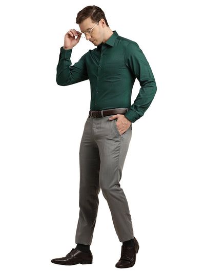 100% Cotton Green Dobby Slim Fit Full Sleeve Formal Shirt