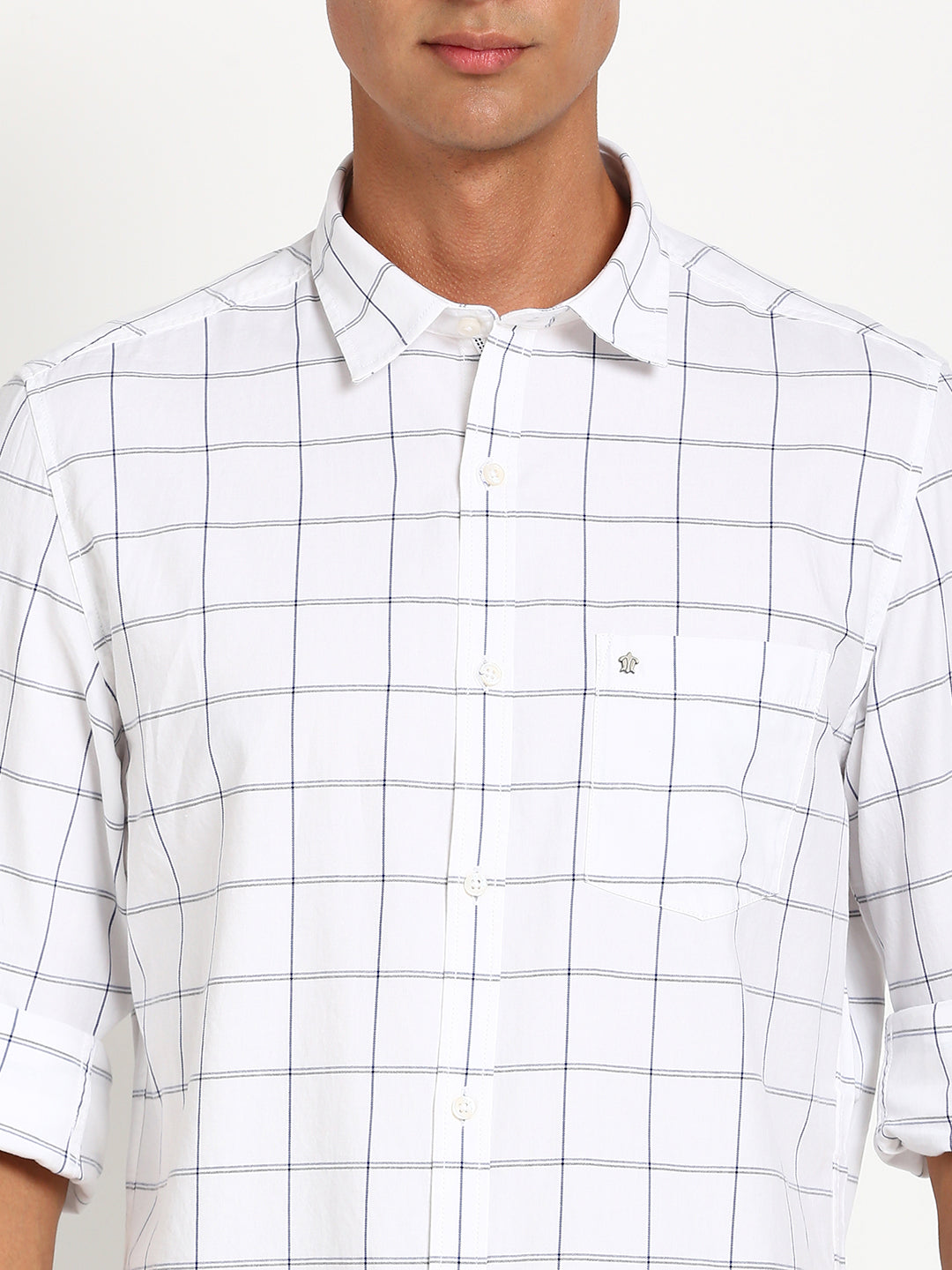 100% Cotton White Printed Slim Fit Full Sleeve Casual Shirt