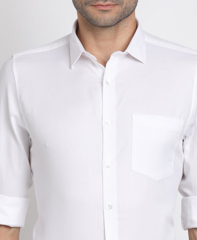 100% Cotton White Plain Slim Fit Full Sleeve Formal Shirt