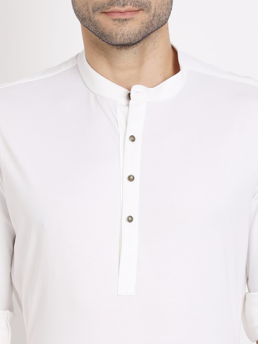 Cotton White Plain Kurta Full Sleeve Ceremonial Shirt