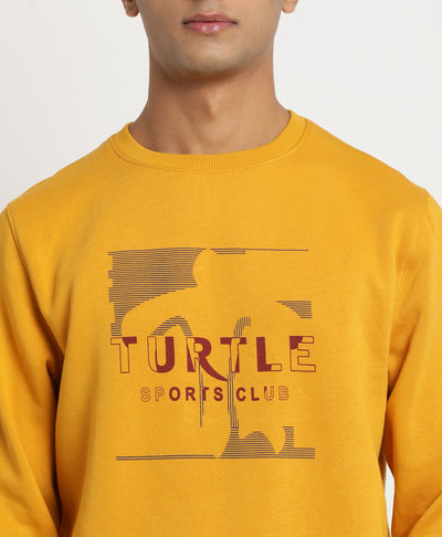 Turtle Men Yellow Solid Round Neck Sweatshirt