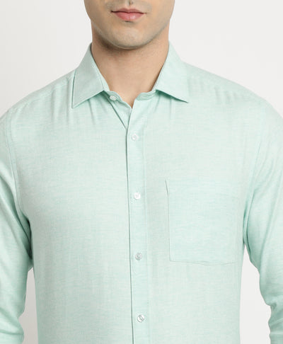 100% Cotton Light Green Plain Slim Fit Full Sleeve Formal Shirt