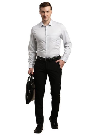 100% Cotton White Printed Slim Fit Full Sleeve Formal Shirt