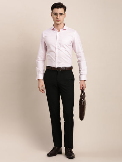 100% Cotton Pink Dobby Slim Fit Full Sleeve Formal Shirt