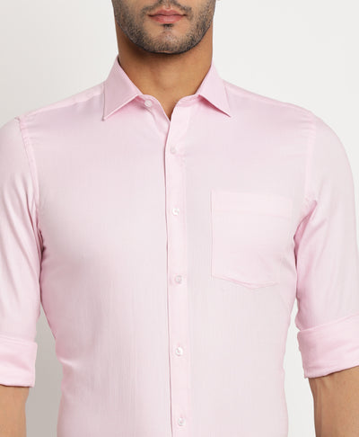 100% Cotton Pink Dobby Slim Fit Full Sleeve Formal Shirt