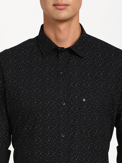 100% Cotton Black Printed Slim Fit Full Sleeve Casual Shirt