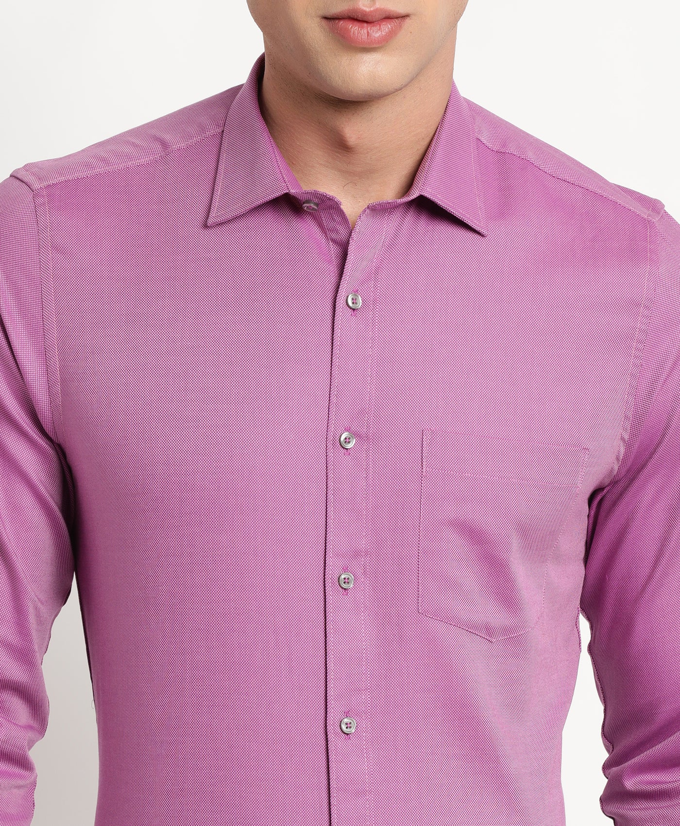 Giza Cotton Purple Dobby Slim Fit Full Sleeve Formal Shirt