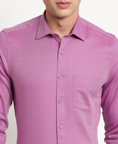 Giza Cotton Purple Dobby Slim Fit Full Sleeve Formal Shirt