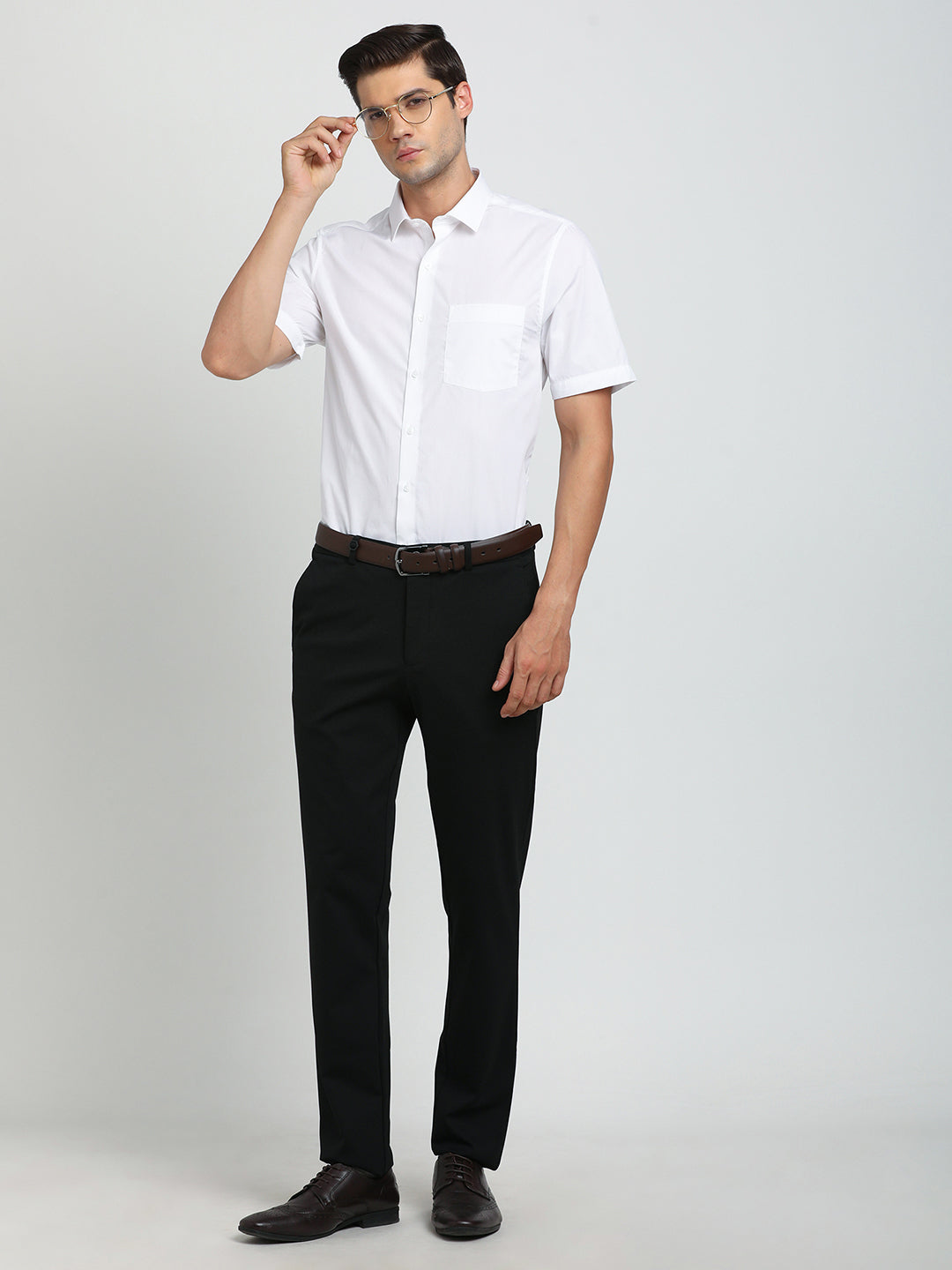 100% Cotton White Plain Slim Fit Half Sleeve Formal Shirt