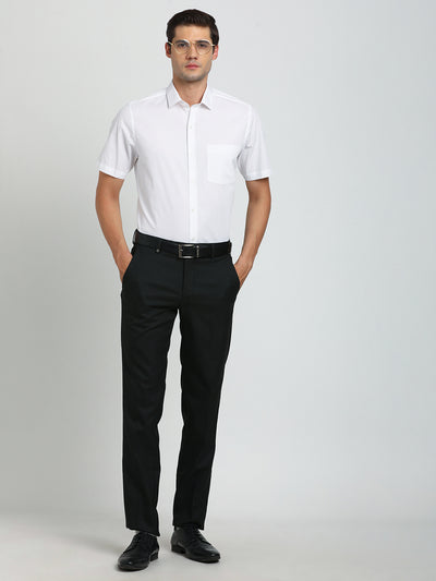 100% Cotton White Plain Slim Fit Half Sleeve Formal Shirt