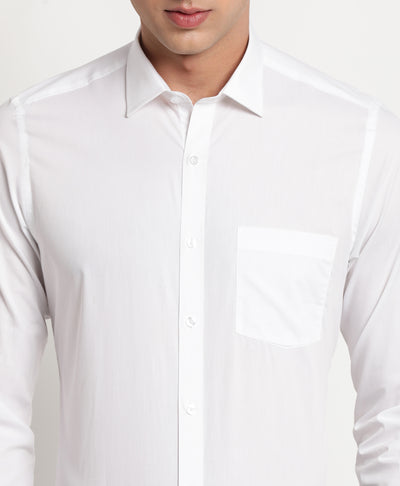 100% Cotton White Plain Slim Fit Full Sleeve Formal Shirt