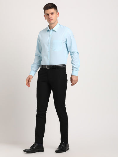 100% Cotton Sky Blue Plain Regular Fit Full Sleeve Formal Shirt