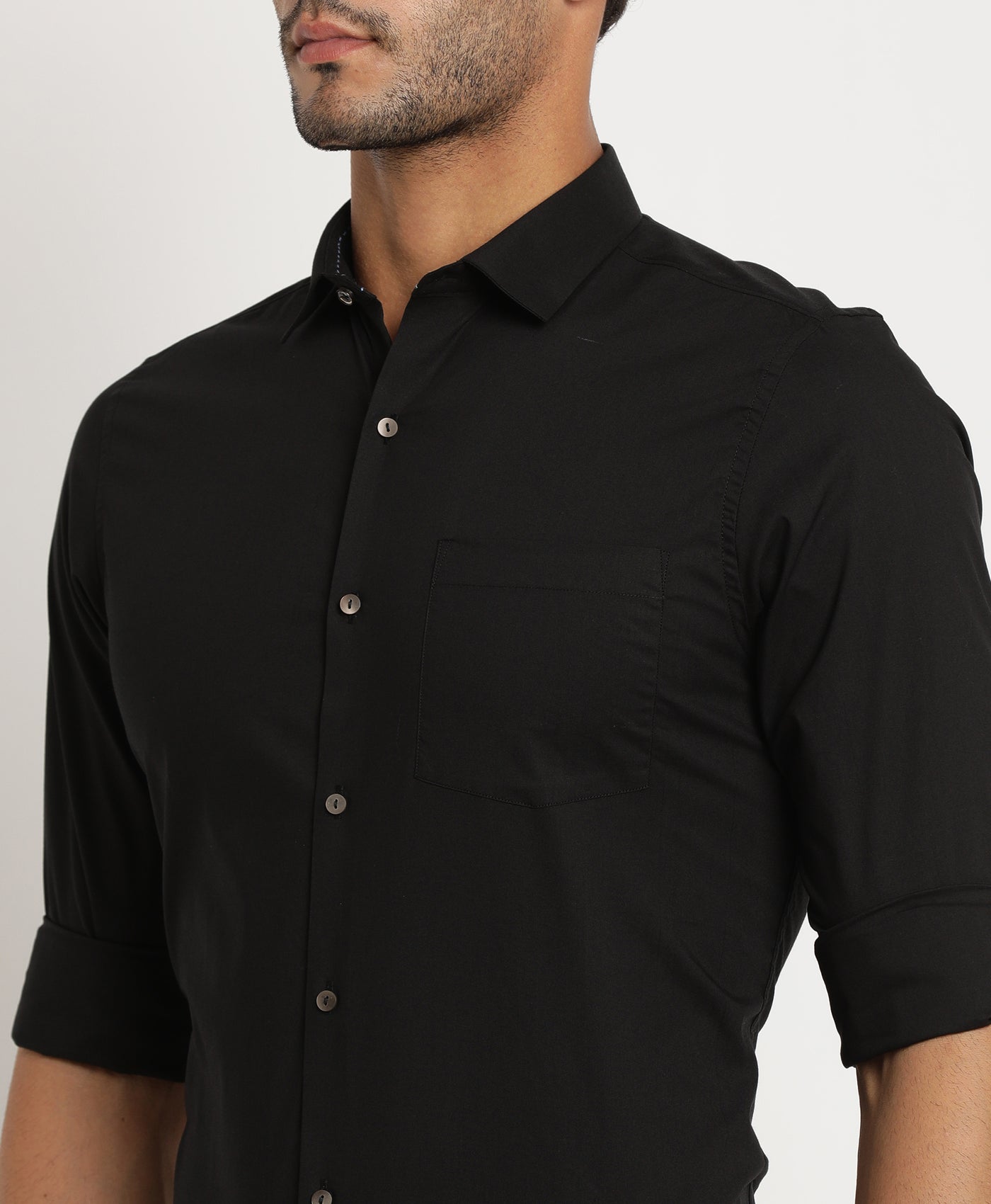 100% Cotton Black Dobby Slim Fit Full Sleeve Ceremonial Shirt