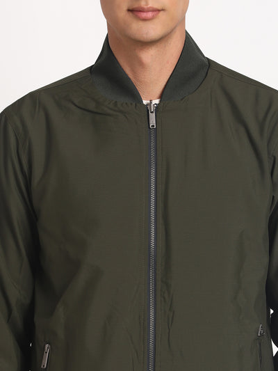 Turtle Men Cotton Stretch Olive-Black Plain Regular Fit Full Sleeve Casual Reversible Windcheater