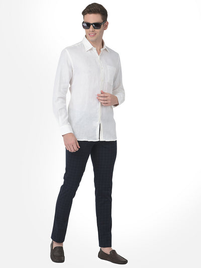 Pure Linen Slim Fit White Formal Shirt