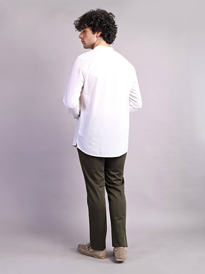 100% Cotton White Dobby Kurta Full Sleeve Casual Shirt