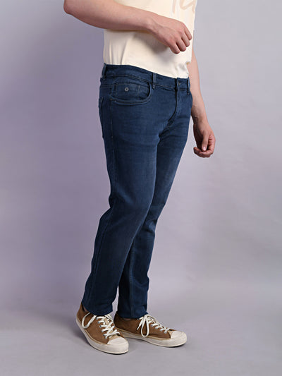 Cotton Stretch Midnight Plain Narrow Fit Flat Front Casual Jeans