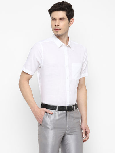 Cotton Solids Plain Regular Fit Half Sleeve Formal Shirt