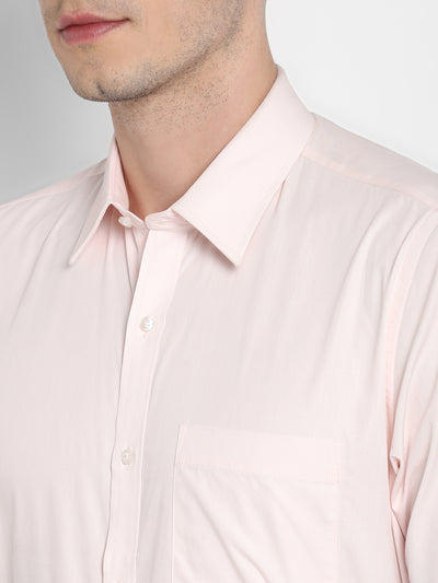100% Cotton Light Pink Plain Regular Fit Half Sleeve Formal Shirt