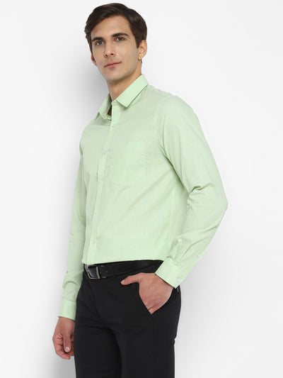 100% Cotton Light Green Plain Slim Fit Full Sleeve Formal Shirt