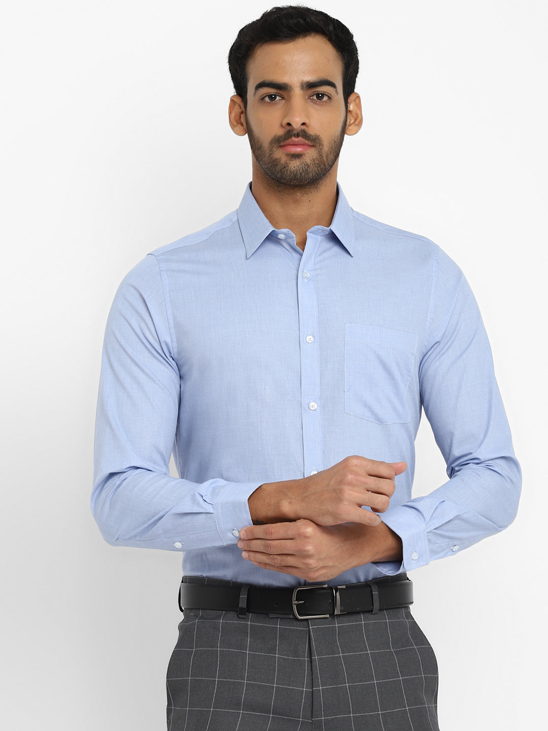 100% Cotton Light Blue Plain Slim Fit Full Sleeve Formal Shirt