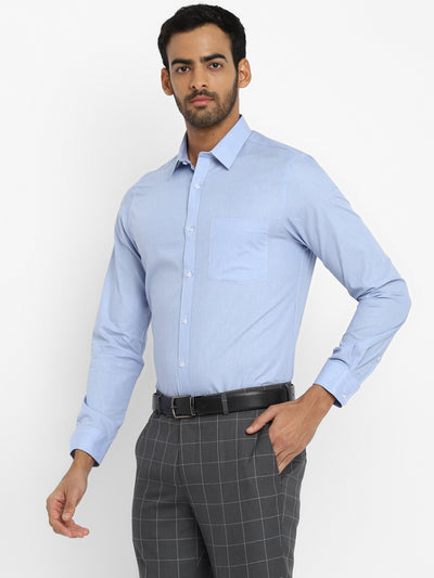 100% Cotton Light Blue Plain Slim Fit Full Sleeve Formal Shirt