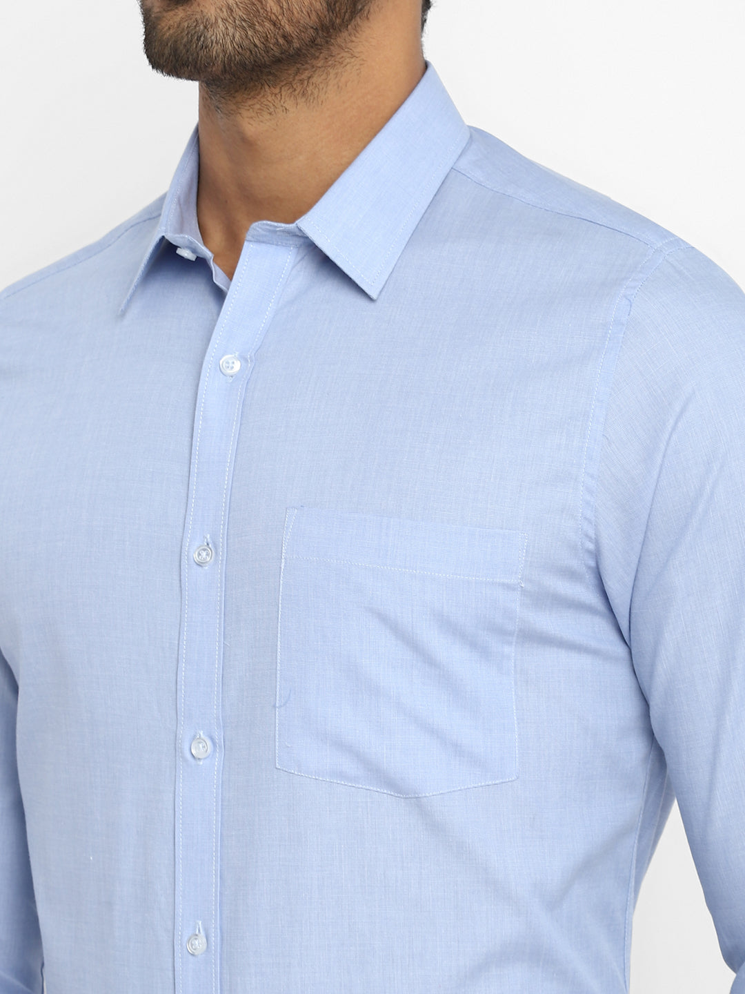 100% Cotton Light Blue Plain Slim Fit Full Sleeve Formal Shirt